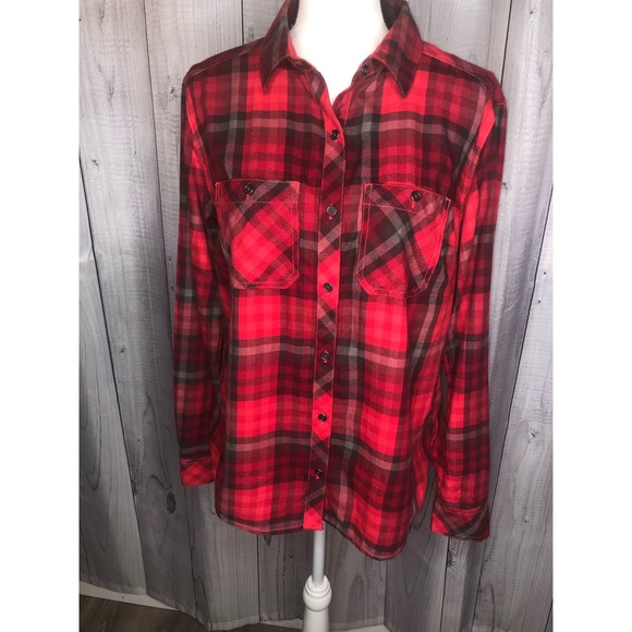 Columbia Plaid Flannel Button Down Shirt Pockets Cozy Sz S - Picture 1 of 10